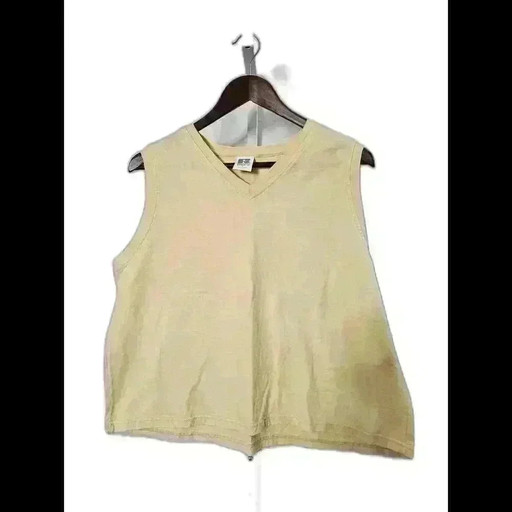 Casual V-Neck Sleeveless Top in Soft Yellow